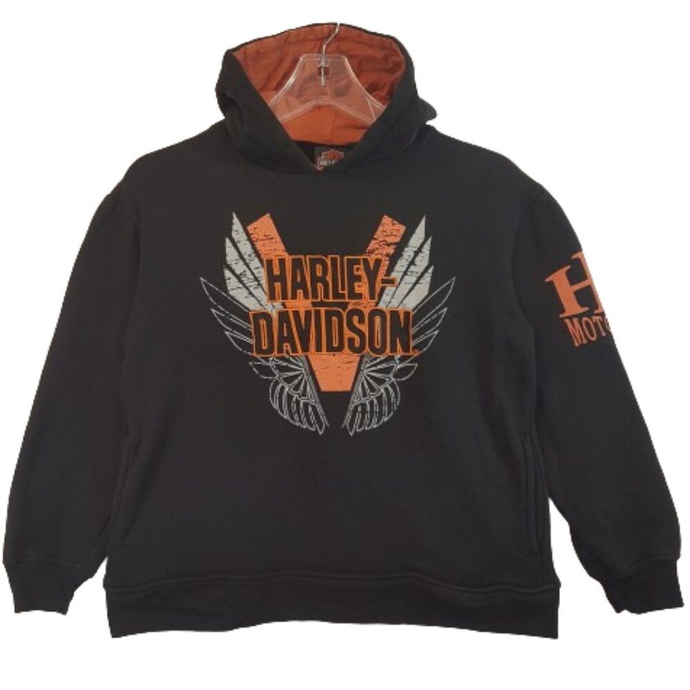 Vintage Harley-Davidson Hoodie Youth Large Y/L 12/14 Embroidered Unisex Boy Girl